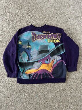 Disney Parks Darkwing Duck Purple Oversized Cartoon Sweatshirt Cotton Size XXL